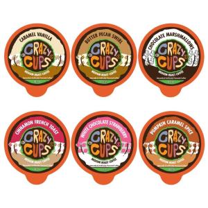 Crazy Cups Decaf Peppermint Bark Flavored Coffee pods, Holiday Single-Serve Medium Roast Coffee Cups for Keurig K-Cup Machines, Hot or Iced(Pack of 1, 22 Count Total)(Flavored Variety Pack)