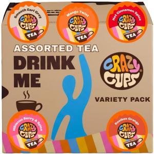 Crazy Cups Decaf Praline Nutcracker Flavored Coffee Pods, Praline Pecan Decaf Coffee, Single Serve Coffee for Keurig K Cups Machines, Medium Roast Coffee, 22 Count(Assorted Variety Tea)
