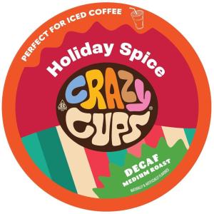 Crazy Cups Decaf Praline Nutcracker Flavored Coffee Pods, Praline Pecan Decaf Coffee, Single Serve Coffee for Keurig K Cups Machines, Medium Roast Coffee, 22 Count(Decaf Holiday Spice)