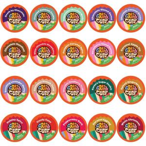 Crazy Cups Decaf Praline Nutcracker Flavored Coffee Pods, Praline Pecan Decaf Coffee, Single Serve Coffee for Keurig K Cups Machines, Medium Roast Coffee, 22 Count(Decaf Flavored Variety Pack)