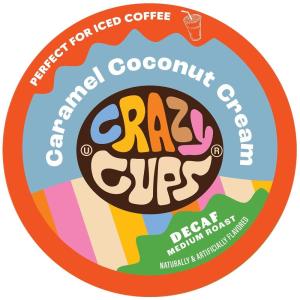Crazy Cups Decaf Praline Nutcracker Flavored Coffee Pods, Praline Pecan Decaf Coffee, Single Serve Coffee for Keurig K Cups Machines, Medium Roast Coffee, 22 Count(Decaf Coconut Caramelicious)