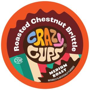Crazy Cups Flavored Coffee, Chestnut Brittle, Holiday Blend for Keurig K Cups Machines, Hot or Iced, Medium Roast in Recyclable Pods, Brown, 22 Count(Chestnut Brittle)