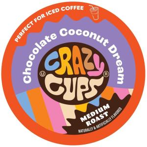 Crazy Cups Flavored Coffee Pods – Santa’s Sugar Cookie Coffee, Holiday Blend, Medium Roast, Single Serve for Keurig K-Cup Machines, 22 Count in Recyclable Pods(Chocolate Coconut Dream)