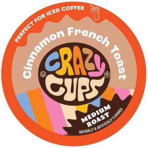 Crazy Cups Flavored Coffee Pods – Santa’s Sugar Cookie Coffee, Holiday Blend, Medium Roast, Single Serve for Keurig K-Cup Machines, 22 Count in Recyclable Pods(Cinnamon French Toast)