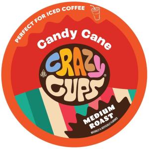 Crazy Cups Flavored Coffee Pods, Holiday Spice & Blend, Single Serve Coffee for Keurig K Cups Machines, Hot or Iced, Medium Roast in Recyclable(Pack of 1, 22 Count Total)(Candy can)