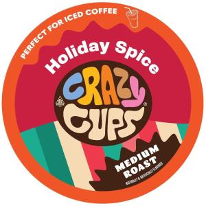 Crazy Cups Flavored Coffee Pods, Holiday Spice & Blend, Single Serve Coffee for Keurig K Cups Machines, Hot or Iced, Medium Roast in Recyclable(Pack of 1, 22 Count Total)(Caramel Pecan Cluster)
