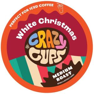 Crazy Cups Flavored Coffee Pods, Holiday Spice & Blend, Single Serve Coffee for Keurig K Cups Machines, Hot or Iced, Medium Roast in Recyclable(Pack of 1, 22 Count Total)(White Christmas)