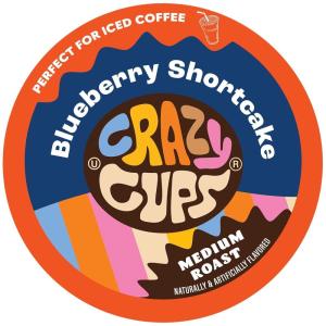 Crazy Cups Flavored Coffee Pods, Holiday Spice & Blend, Single Serve Coffee for Keurig K Cups Machines, Hot or Iced, Medium Roast in Recyclable(Pack of 1, 22 Count Total)(Blueberry Shortcake)