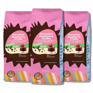 Crazy Cups Flavored Ground Decaf Holiday Coffee, Decaffeinated Holiday Spice Coffee in 10 oz Bag, For Brewing Flavored Hot or Iced Coffee, (Pack of 1)(Decaf Chocolate Raspberry)