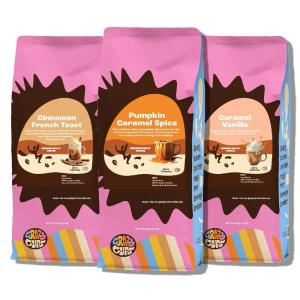 Crazy Cups Flavored Ground Eggnog Coffee, Caramel Eggnog Coffee in 10 oz Bag, For Brewing Flavored Hot or Iced(Sweetness & Spice Variety Pack)