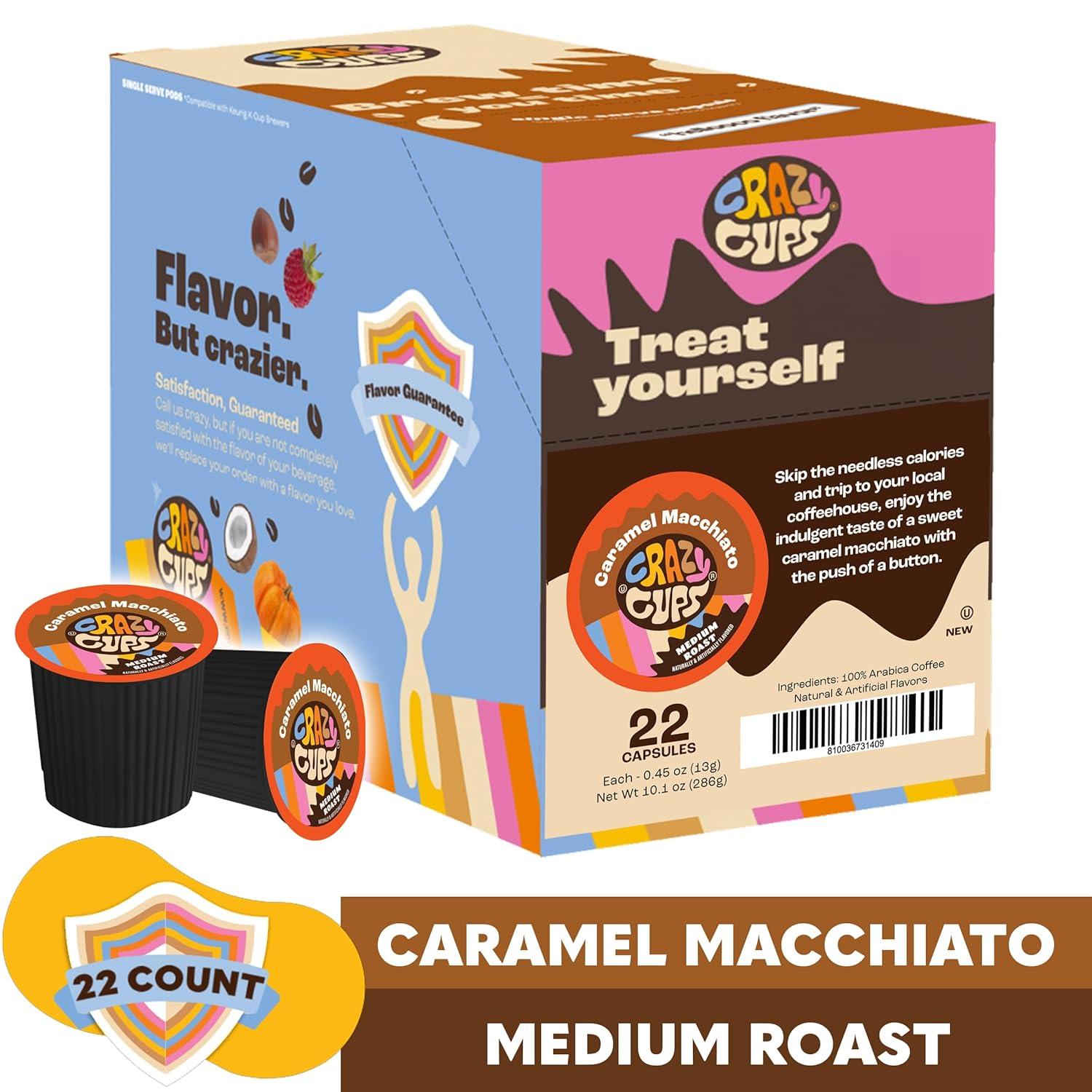 image:imageCrazy Cup Flavored Coffee Pods Blueberry Coffee Pods Blueberry Cobbler Coffee in Recyclable Single Serve Cups For Keurig K Cups Machines 22 CountCaramel Macchiato