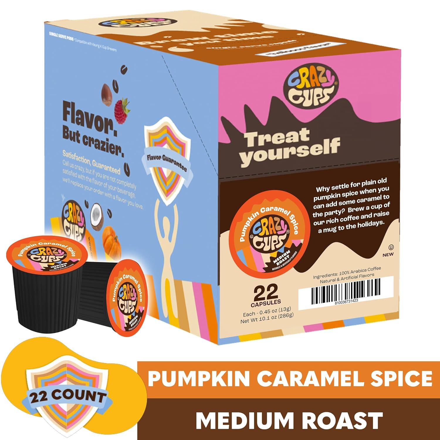 image:imageCrazy Cup Flavored Coffee Pods Blueberry Coffee Pods Blueberry Cobbler Coffee in Recyclable Single Serve Cups For Keurig K Cups Machines 22 CountPumpkin Caramel Spice