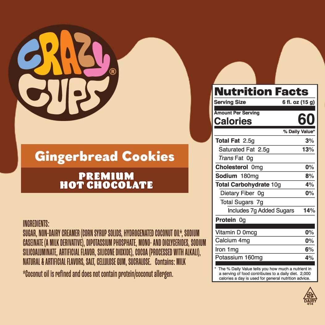 image:imageCrazy Cups Caffeinated Hot Chocolate Molten Chocolate Souffle Pods For Keurig K Cups Machines 100 Mg Of Caffeine Coffee Substitute Hot Cocoa Pods 22 CountGingerbread Cookies