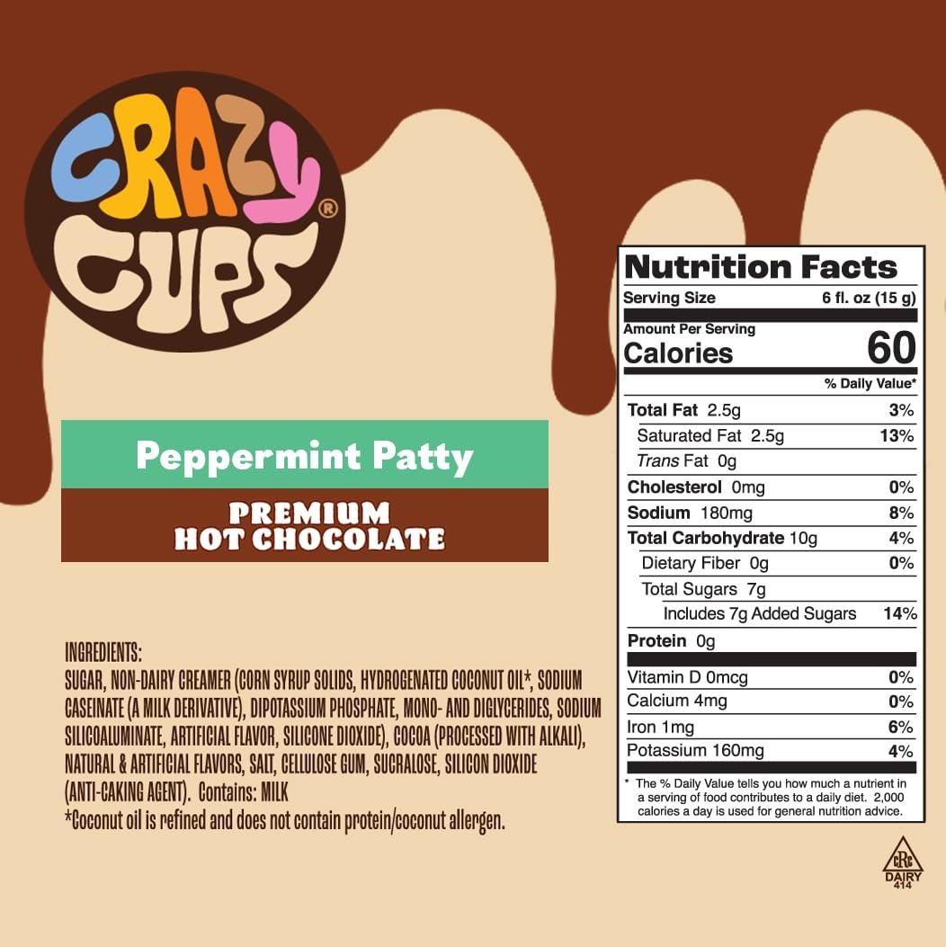 image:imageCrazy Cups Caffeinated Hot Chocolate Molten Chocolate Souffle Pods For Keurig K Cups Machines 100 Mg Of Caffeine Coffee Substitute Hot Cocoa Pods 22 CountPeppermint Patty