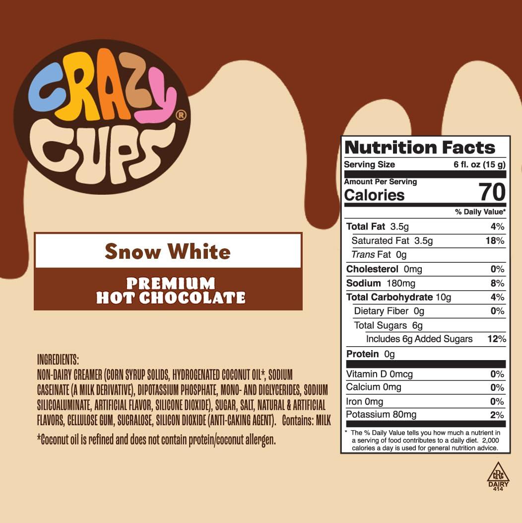 image:imageCrazy Cups Caffeinated Hot Chocolate Molten Chocolate Souffle Pods For Keurig K Cups Machines 100 Mg Of Caffeine Coffee Substitute Hot Cocoa Pods 22 CountSnow White