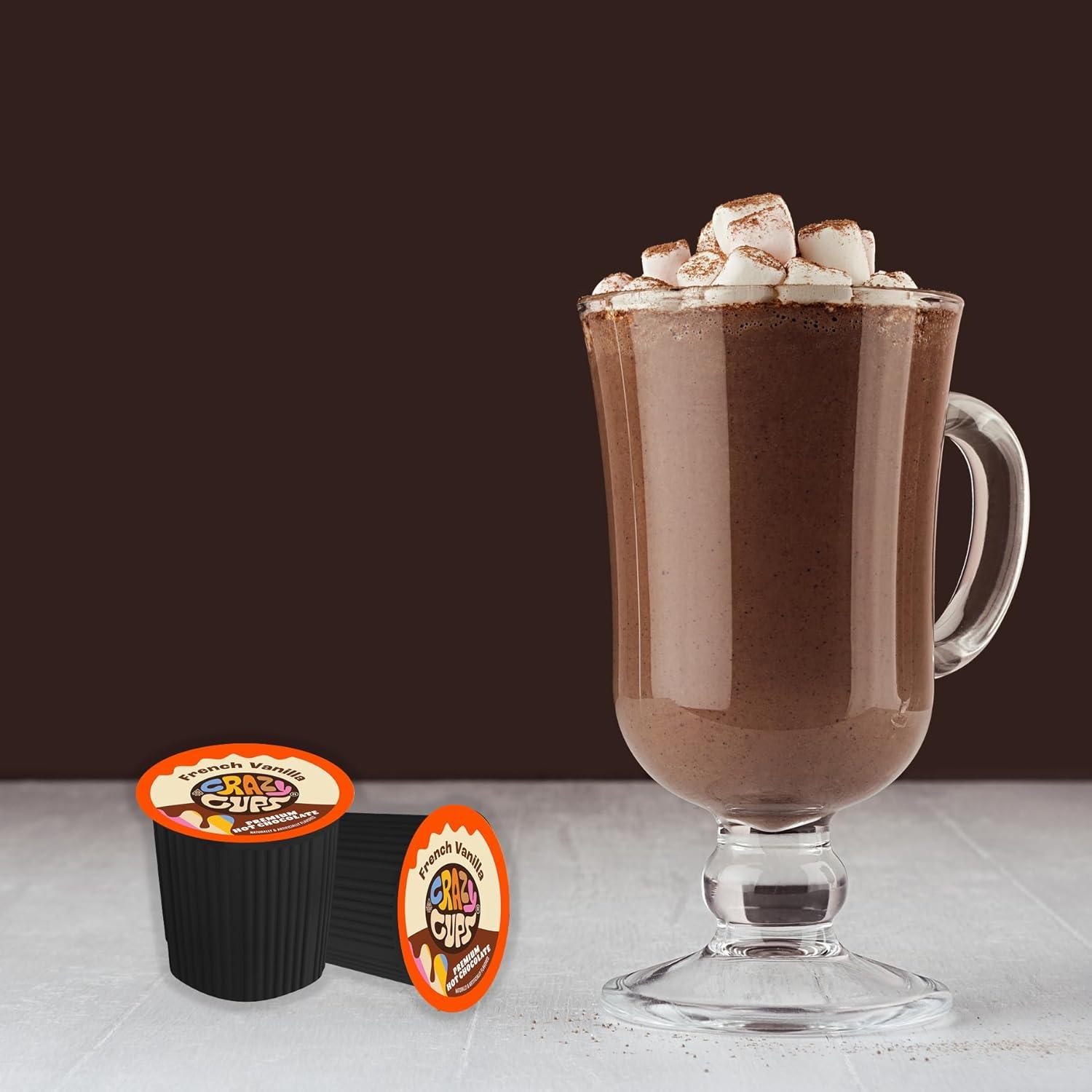 image:imageCrazy Cups Caffeinated Hot Chocolate Molten Chocolate Souffle Pods For Keurig K Cups Machines 100 Mg Of Caffeine Coffee Substitute Hot Cocoa Pods 22 CountFrench Vanilla