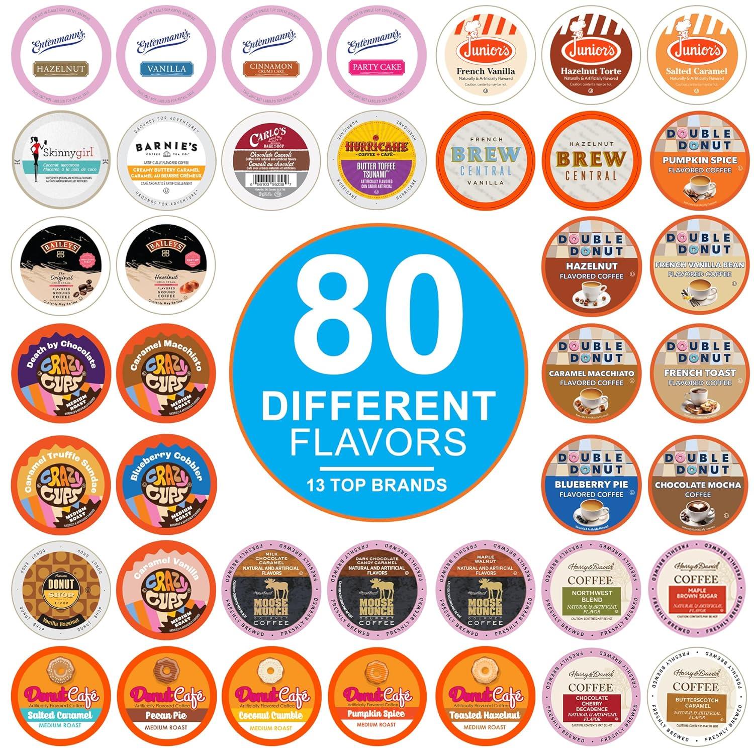 image:imageCrazy Cups Flavored Coffee Pods Variety Pack for Keurig K Cups Brewers Assorted Flavored Coffee Sampler 80 CountVariety Pack