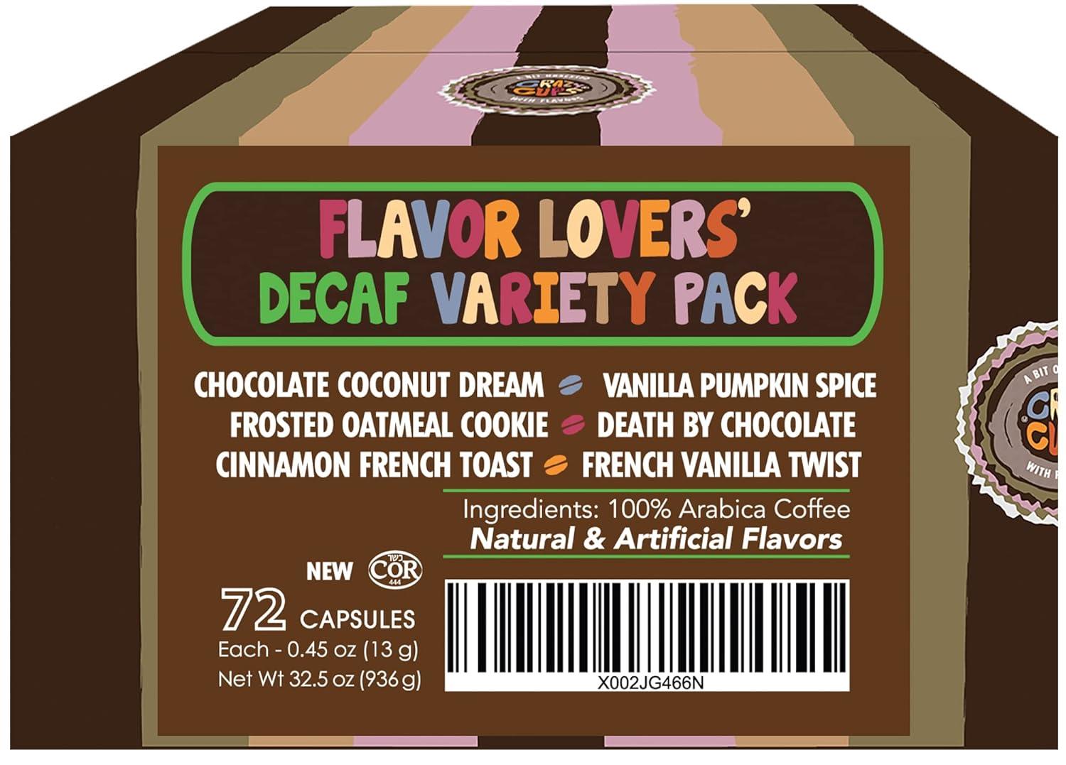 image:imageCrazy Cups Flavored Decaf Coffee Pods Variety Flavored Coffee Hot or Iced Coffee Single Serve Coffee for Keurig K Cups Machines Decaf Variety Pack 72 Count