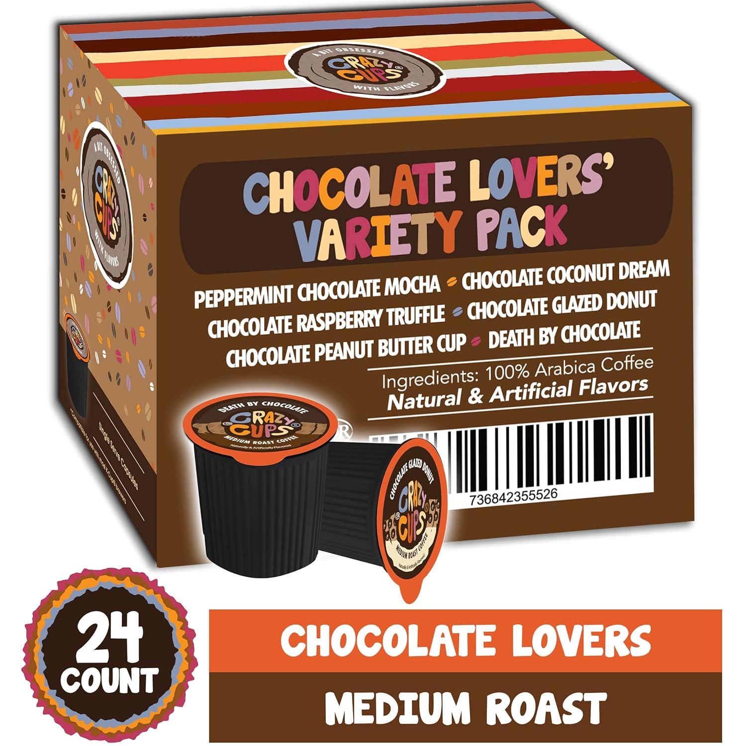 image:imageCrazy Cups Medium Roast Chocolate Coffee Lovers Coffee Pods Variety Pack 24 CountChocolate