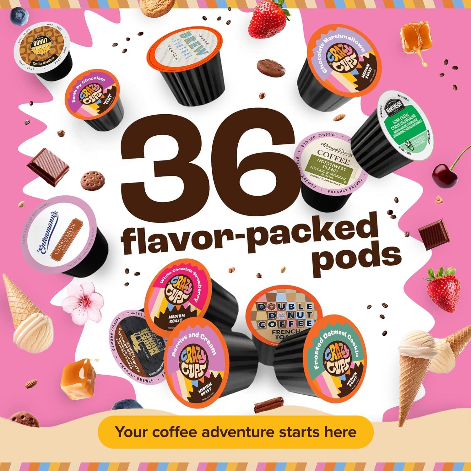 image:imageCrazy Cups Medium Roast Chocolate Coffee Lovers Coffee Pods Variety Pack 24 CountFlavored Coffee Variety