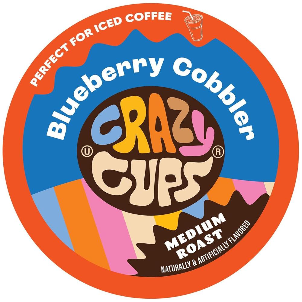 image:imageCrazy Cup Flavored Coffee Pods Blueberry Coffee Pods Blueberry Cobbler Coffee in Recyclable Single Serve Cups For Keurig K Cups Machines 22 CountBlueberry