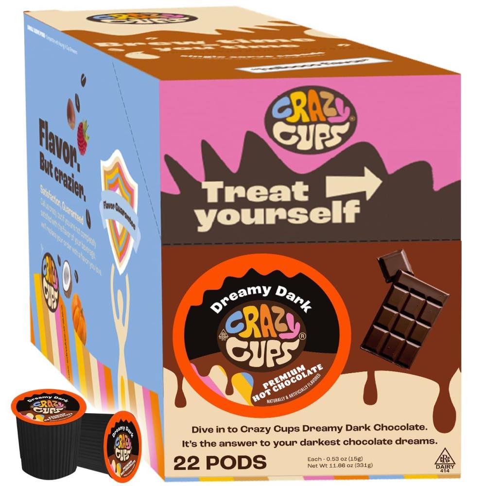 image:imageCrazy Cups Caffeinated Hot Chocolate Molten Chocolate Souffle Pods For Keurig K Cups Machines 100 Mg Of Caffeine Coffee Substitute Hot Cocoa Pods 22 CountDreamy Dark