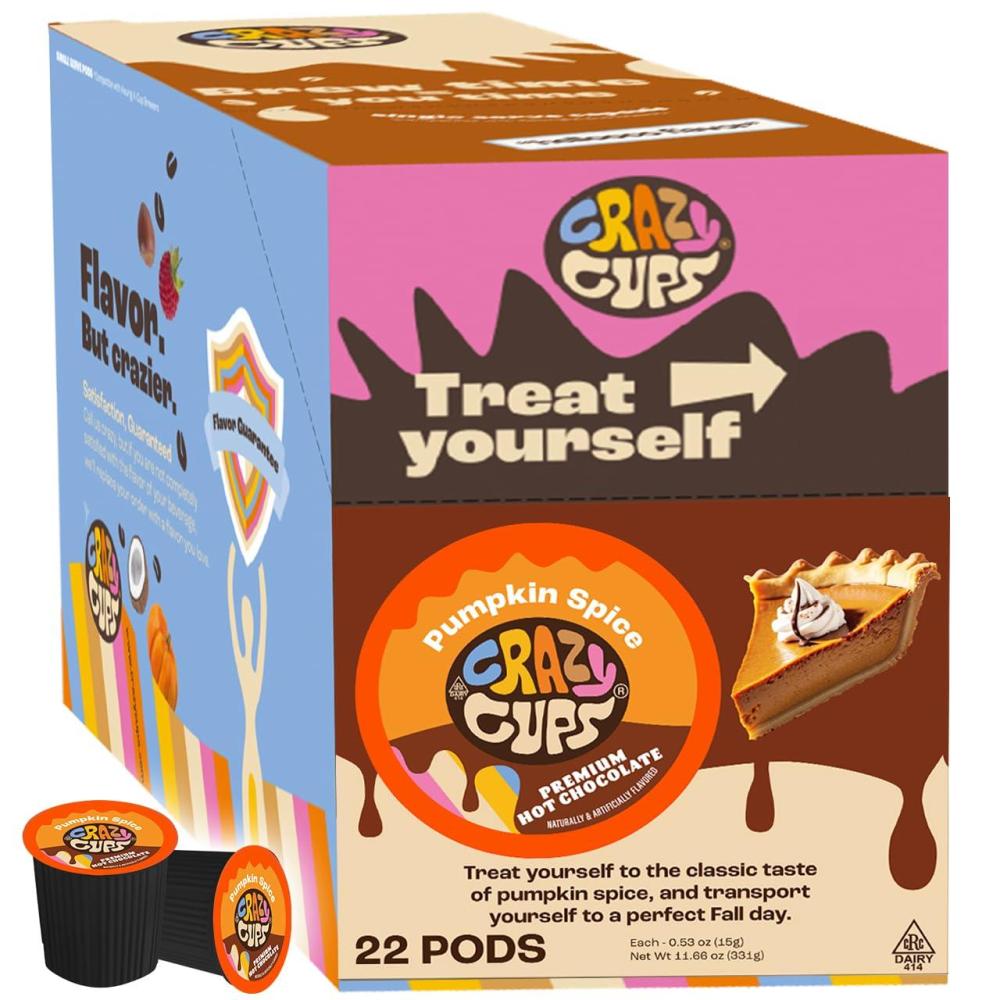 image:imageCrazy Cups Caffeinated Hot Chocolate Molten Chocolate Souffle Pods For Keurig K Cups Machines 100 Mg Of Caffeine Coffee Substitute Hot Cocoa Pods 22 CountPumpkin Spice