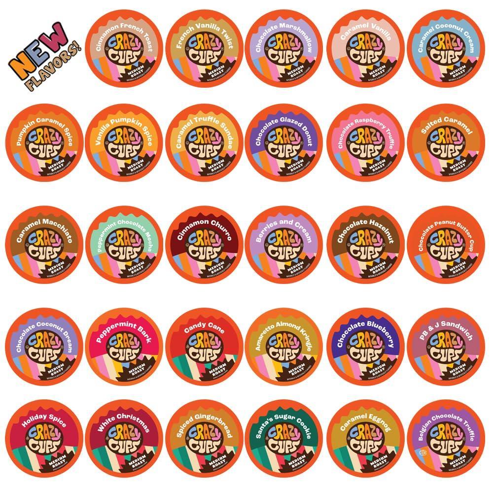 image:imageCrazy Cups Flavored Coffee Pods Variety Pack for Keurig K Cups Brewers Assorted Flavored Coffee Sampler 80 CountMedium Roast flavored Variety Pack