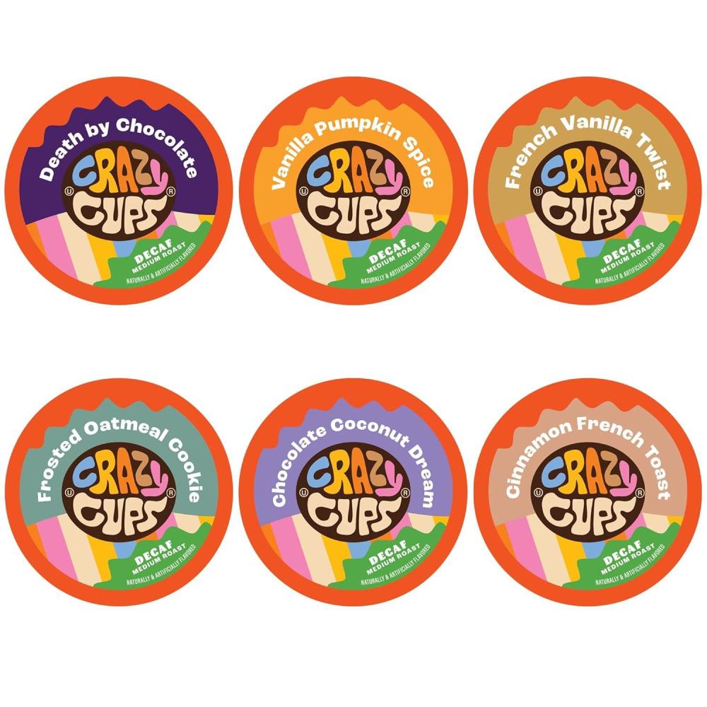 image:imageCrazy Cups Flavored Decaf Coffee Pods Variety Flavored Coffee Hot or Iced Coffee Single Serve Coffee for Keurig K Cups Machines Decaf Variety Pack 72 Count