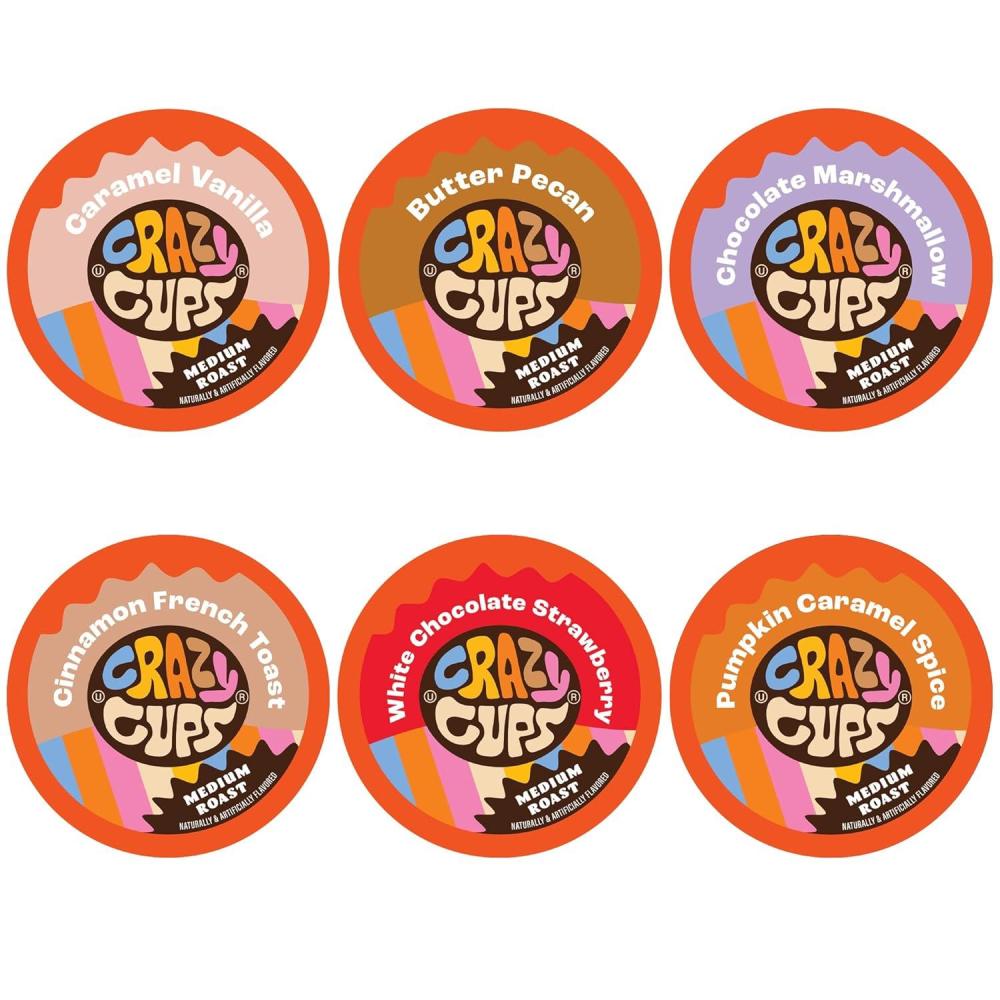 image:imageCrazy Cups Flavored Medium Roast Hot or Iced Coffee Variety Recyclable Pods for Keurig K Cup Brewers 24 CountFlavored Variety Pack
