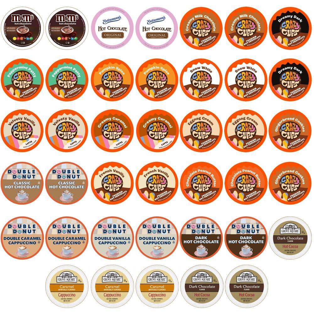image:imagePerfect Samplers Hot Chocolate Pods Hot Cocoa Single Serve Cups for Keurig K Cup Brewers 40 CountHot Chocolate and Cappuccino