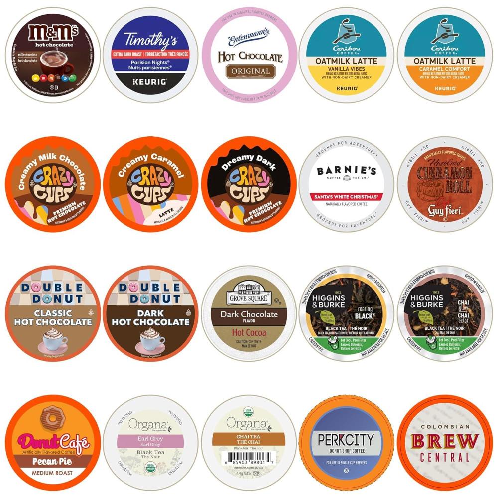 image:imagePerfect Samplers Hot Chocolate Pods Variety Pack Sampler Hot Cocoa Single Serve Cups for Keurig K Cup Brewers 20 CountFlavored Coffee Variety