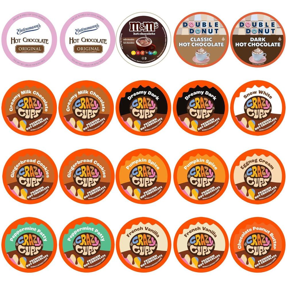 image:imagePerfect Samplers Hot Chocolate Pods Variety Pack Sampler Hot Cocoa Single Serve Cups for Keurig K Cup Brewers 20 CountHot Chocolate