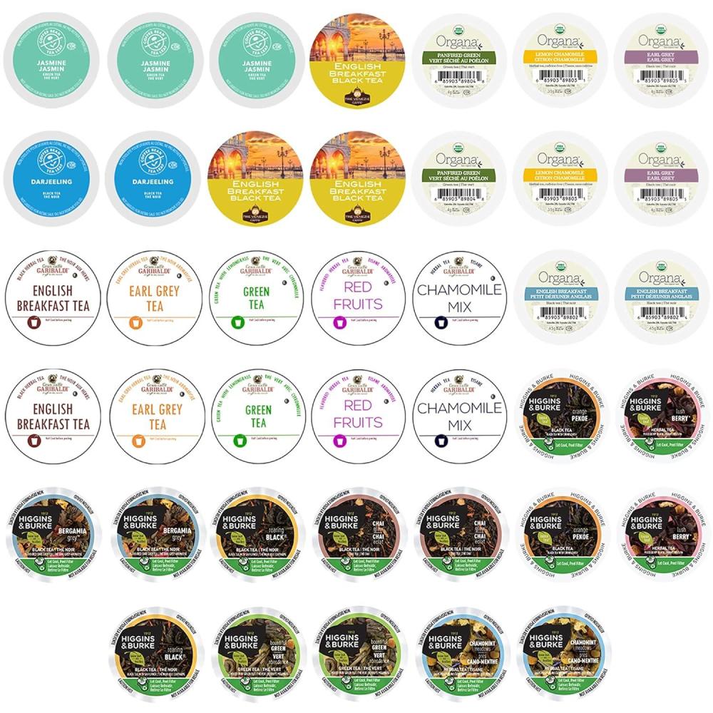 image:imageTea Pods Variety Pack Assorted Green Tea Black Tea White Tea amp Herbal Tea Single Serve Tea Pods for Keurig K Cups Machines 40 Count