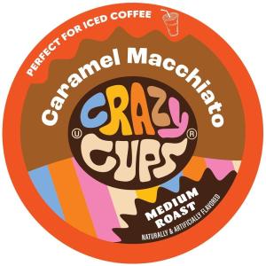 Crazy Cup Flavored Coffee Pods, Blueberry Coffee Pods, Blueberry Cobbler Coffee in Recyclable Single Serve Cups For Keurig K Cups Machines, 22 Count(Caramel Macchiato)