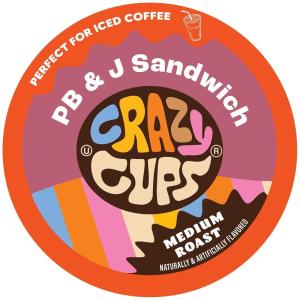 Crazy Cup Flavored Coffee Pods, Blueberry Coffee Pods, Blueberry Cobbler Coffee in Recyclable Single Serve Cups For Keurig K Cups Machines, 22 Count(Peanut Butter and Jelly Sandwich)