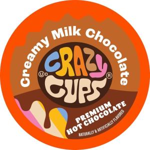 Crazy Cups Caffeinated Hot Chocolate, Molten Chocolate Souffle Pods For Keurig K Cups Machines, 100 Mg Of Caffeine Coffee Substitute Hot Cocoa Pods, 22 Count(Creamy Milk)