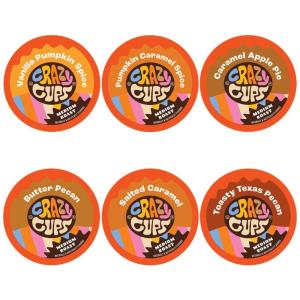 Crazy Cups Flavored Coffee Pods Variety Pack for Keurig K Cups Brewers, Assorted Flavored Coffee Sampler, 80 Count(Fall Variety)