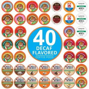 Crazy Cups Flavored Decaf Coffee Pods Variety Pack Compatible with Keurig K Cups Brewers, 40 Count, Assorted Decaffeinated Flavored Coffee Sampler(Pack of 1)(Decaf Flavored Coffee Variety)