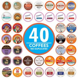 Crazy Cups Flavored Decaf Coffee Pods Variety Pack Compatible with Keurig K Cups Brewers, 40 Count, Assorted Decaffeinated Flavored Coffee Sampler(Pack of 1)(Premium Coffee Variety)