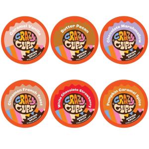 Crazy Cups Flavored Medium Roast Hot or Iced Coffee, Variety Recyclable Pods for Keurig K Cup Brewers, 24 Count(Flavored Variety Pack)