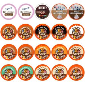 Perfect Samplers Hot Chocolate Pods Variety Pack Sampler, Hot Cocoa Single Serve Cups for Keurig K Cup Brewers, 20 Count(Hot Chocolate)