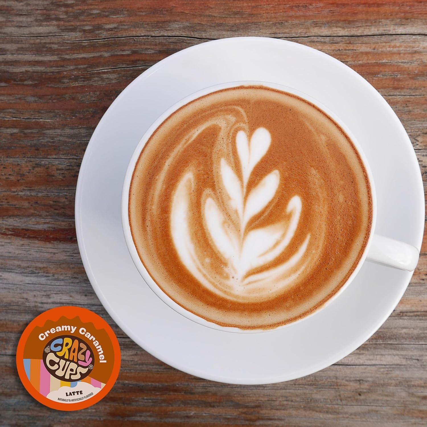 image:imageCrazy Cups Flavored Coffee Pods French Vanilla Twist French Vanilla K Cups Single Serve Coffee for Keurig K Cups Machines Hot or Iced Coffee Medium Roast Coffee in Recyclable Pods 22 Count Pack of 1Creamy Caramel Latte