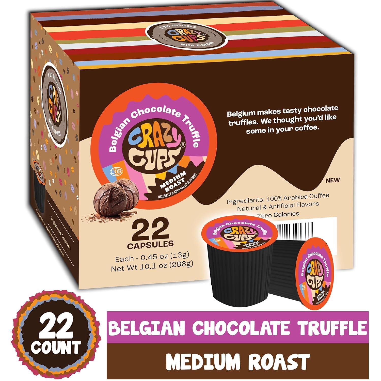 image:imageCrazy Cups Flavored Coffee Pods French Vanilla Twist French Vanilla K Cups Single Serve Coffee for Keurig K Cups Machines Hot or Iced Coffee Medium Roast Coffee in Recyclable Pods 22 Count Pack of 1Belgian Chocolate Truffle