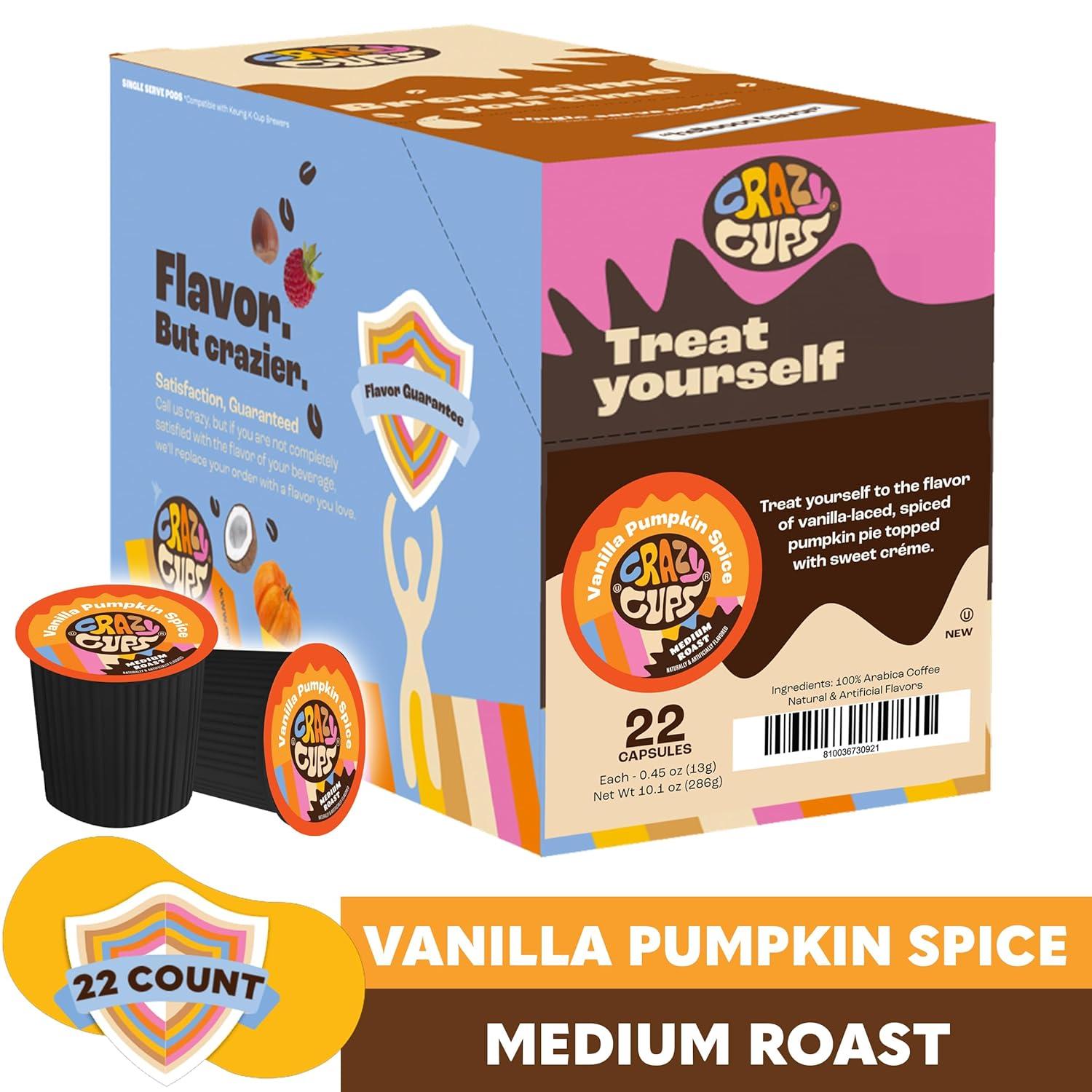image:imageCrazy Cups Flavored Coffee Pods French Vanilla Twist French Vanilla K Cups Single Serve Coffee for Keurig K Cups Machines Hot or Iced Coffee Medium Roast Coffee in Recyclable Pods 22 Count Pack of 1Vanilla Pumpkin Spice