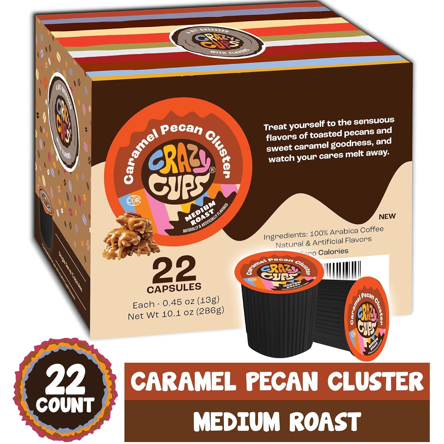 image:imageCrazy Cups Flavored Coffee Pods French Vanilla Twist French Vanilla K Cups Single Serve Coffee for Keurig K Cups Machines Hot or Iced Coffee Medium Roast Coffee in Recyclable Pods 22 Count Pack of 1Caramel Pecan Cluster