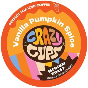Crazy Cups Flavored Coffee Pods, French Vanilla Twist, French Vanilla K Cups, Single Serve Coffee for Keurig K Cups Machines, Hot or Iced Coffee, Medium Roast Coffee in Recyclable Pods, 22 Count (Pack of 1)(Vanilla Pumpkin Spice)
