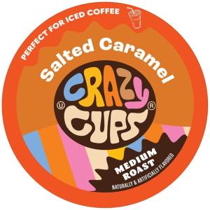 Crazy Cups Flavored Coffee Pods, French Vanilla Twist, French Vanilla K Cups, Single Serve Coffee for Keurig K Cups Machines, Hot or Iced Coffee, Medium Roast Coffee in Recyclable Pods, 22 Count (Pack of 1)(Salted Caramel)