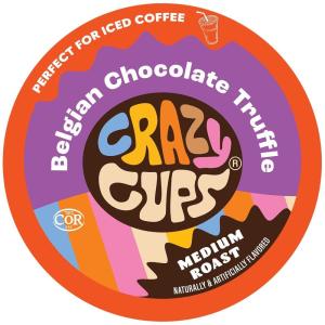 Crazy Cups Flavored Coffee Pods, French Vanilla Twist, French Vanilla K Cups, Single Serve Coffee for Keurig K Cups Machines, Hot or Iced Coffee, Medium Roast Coffee in Recyclable Pods, 22 Count (Pack of 1)(Belgian Chocolate Truffle)